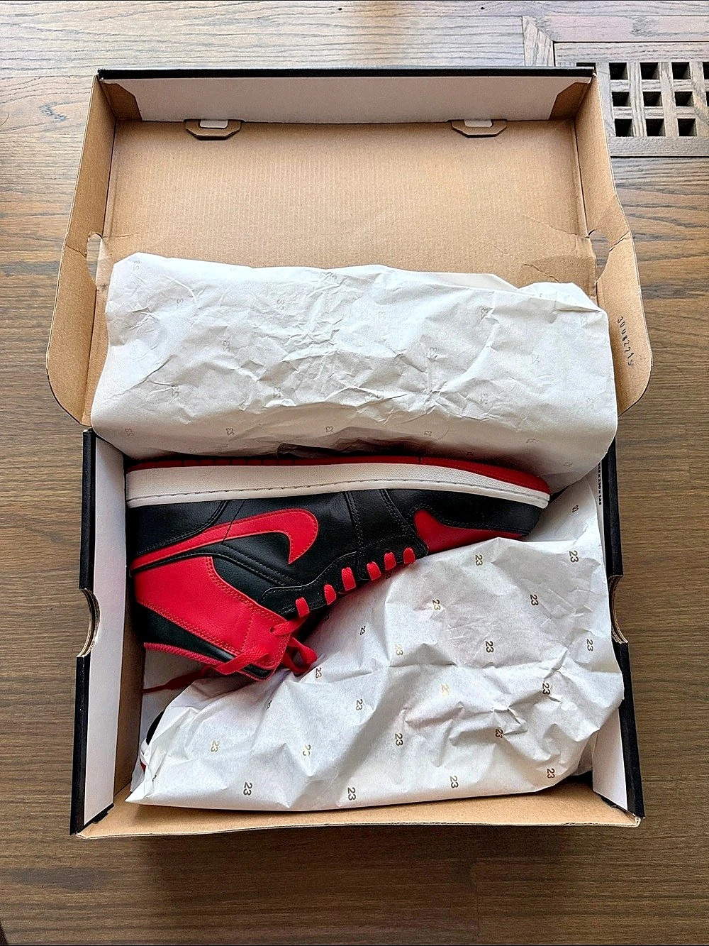 Jordan Air Jordan 1 Mid Sneakers Black & Red US 12 Like New - Picture 5 of 6